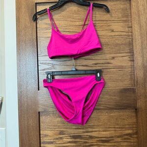 Athleta Pink Bikini Set Sporty Swimwear Matching Set Size Small